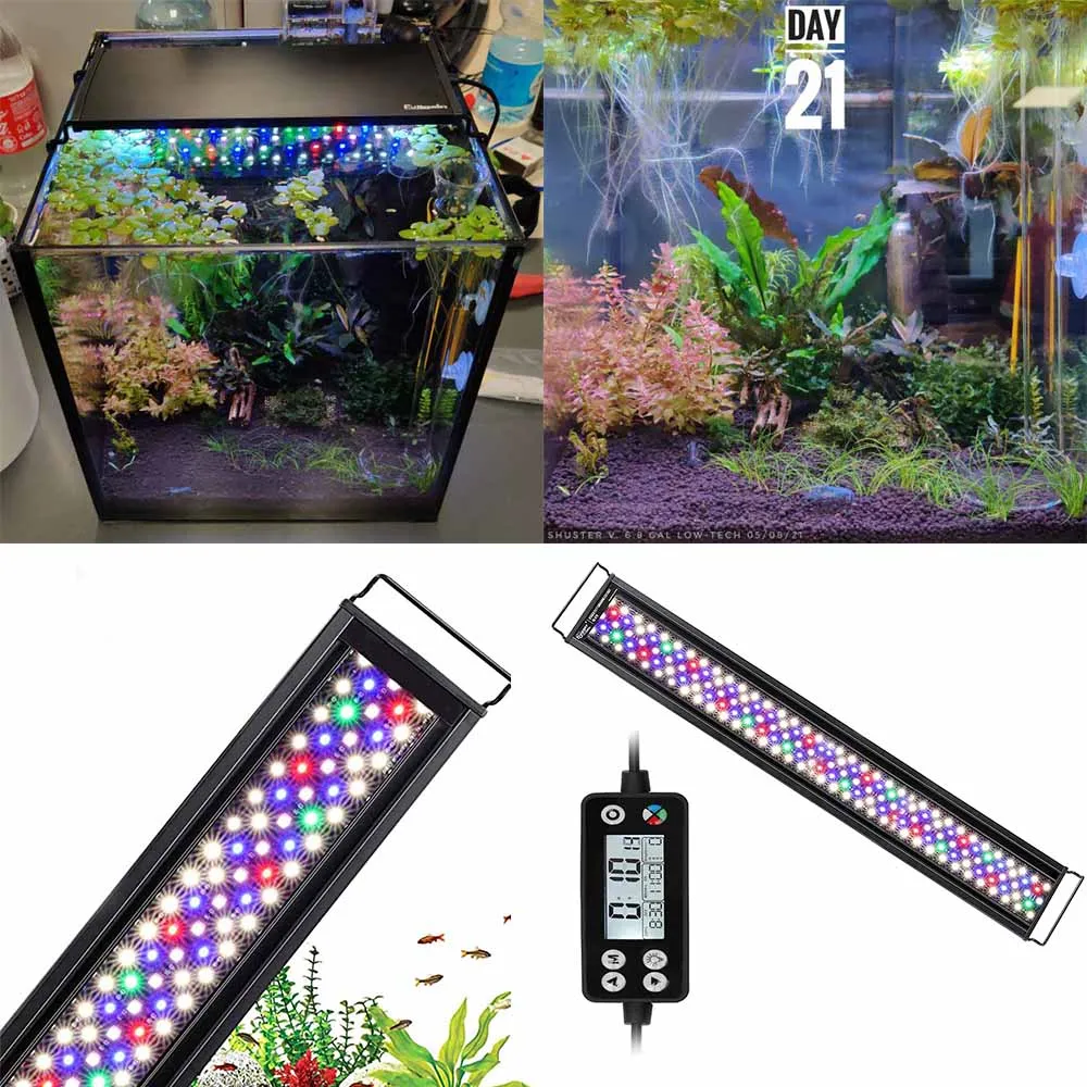 Fullgain 24/7 LCD Aquarium Light Full Spectrum Waterproof  Aluminum Alloy Extendable Aqua LED Bar Lightings  for Plant Growth