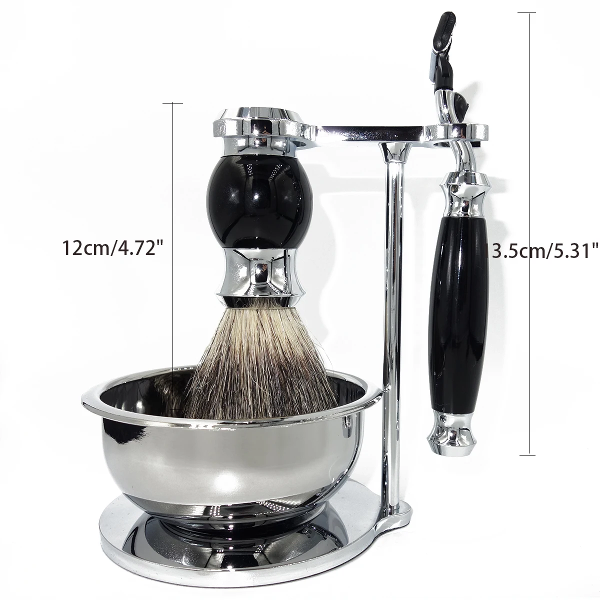 iRAZOR Luxury Professional Barber Shop and Home Travel Badger Hair Foaming Bowl Mach 3 Razors Kit for Shaving Men