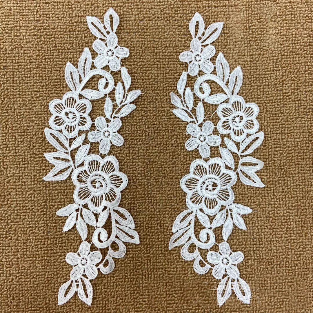 

2Pair Embroidered Flower Applique Fabric Venise Lace Sewing Lace Collar Neckline Collar Patch Accessories