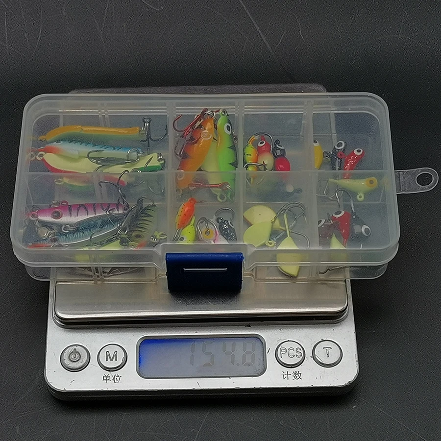 36PC Hard/Spinner/Artificial Bait Kit Winter/Ice Fishing Lure/Hook/Tackle/Balancer Wobbler For Pike Walleye Perch Leurre For Jig