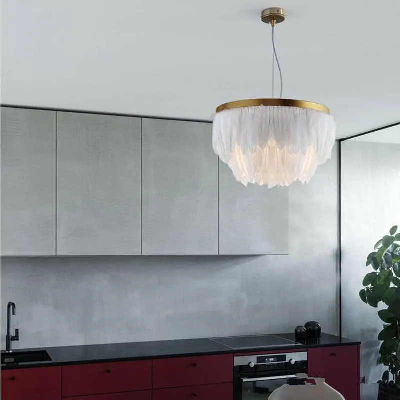 Nordic feather chandelier Ins Style Post-modern Warm foyer chandelier Creative Wedding Room Bedroom Living art deco chandelier