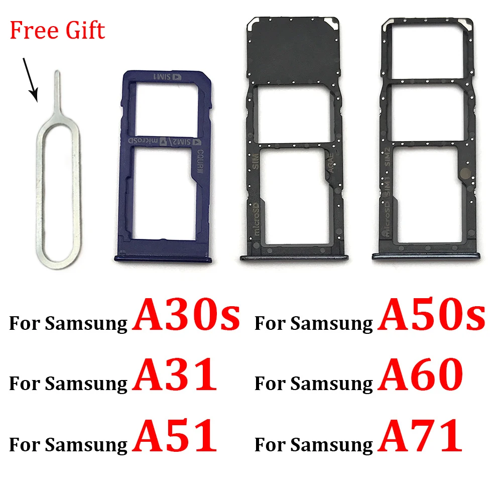 For Samsung A30S A50S A31 A51 A71 A60 Nano SIM Card Holder Tray Slot Holder Adapter Socket + Pin