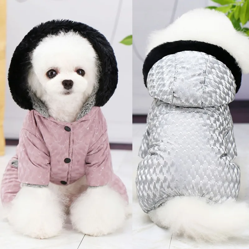 Winter Warm Pet Jumpsuit Clothes Pet Hooded Four Legged Clothing for Chihuahua Yorkies Pet Puppy Dog Padded Coats Dogs Apparel