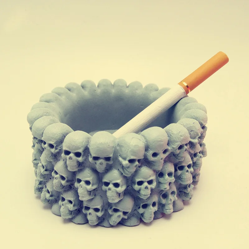 Halloween Skull Element Ashtray Silicone Mold for Handmade Desktop Decoration Gypsum Epoxy Resin Storage Box Silicone Mould