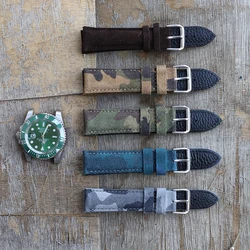 Suede Leather Watch Strap Camouflage Sport Watch Band 18mm 20mm 22mm 24mm for Replace Bracelet Accessories