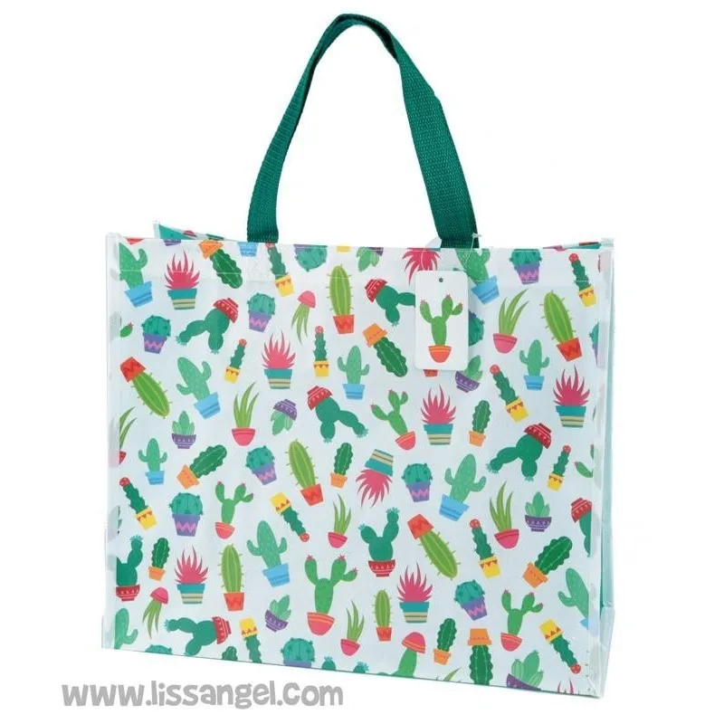 Shopping Bag Reusable and Resistant with Cool Cactus Design