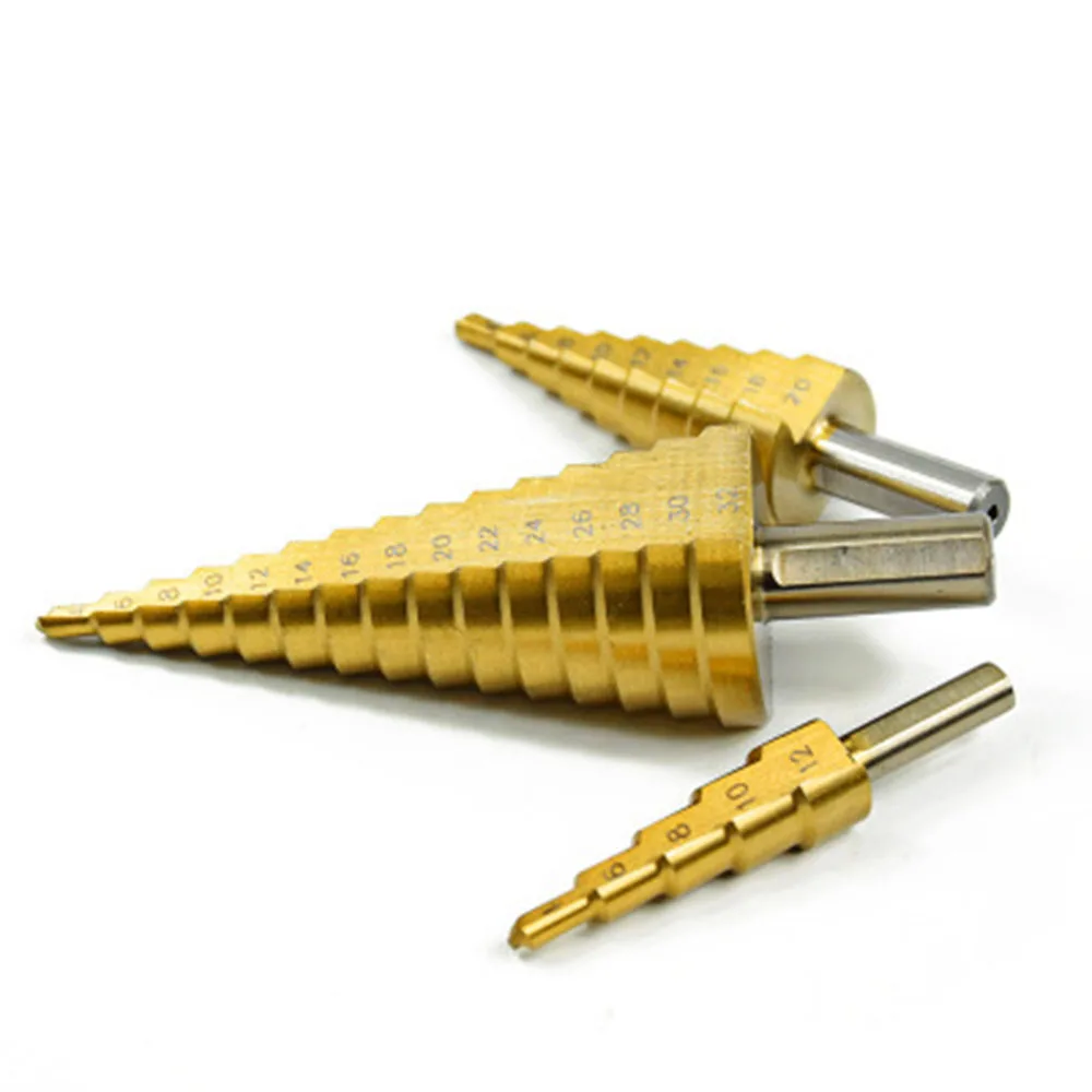 HSS 4-32 mm  Titanium Coated Step Drill Bit ing Power Tools for Metal High Speed Steel Wood Hole Cutter  Cone 