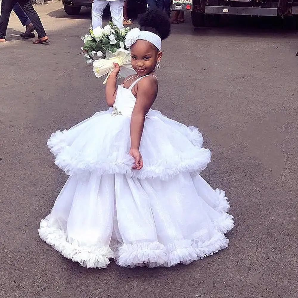 

Princess Flower Girls Dresses for Wedding Jewel Neck 3D Floral Kids Pageant Dress Ball Gown Toddler Communion Gowns