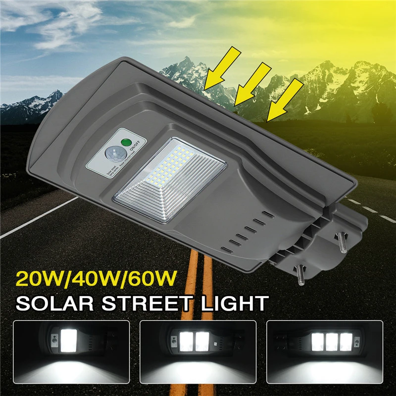 

Super Bright LED Solar Street Light 20W/40W/60W Motion Sensor Waterproof Security Lamp for Outdoor Garden Yard Wall