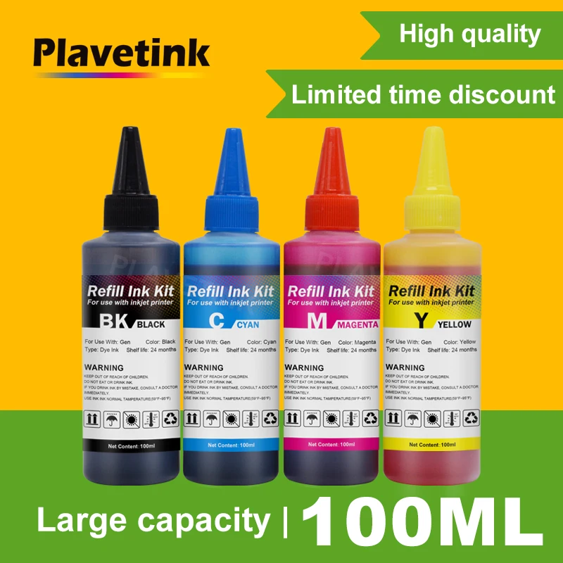 Plavetink Ink Refill Kit 100ml Bottle For HP 301 304 302 123 122 652 650 21 22 140 141 950 655 364 903 953 XL Printer Dye Ink