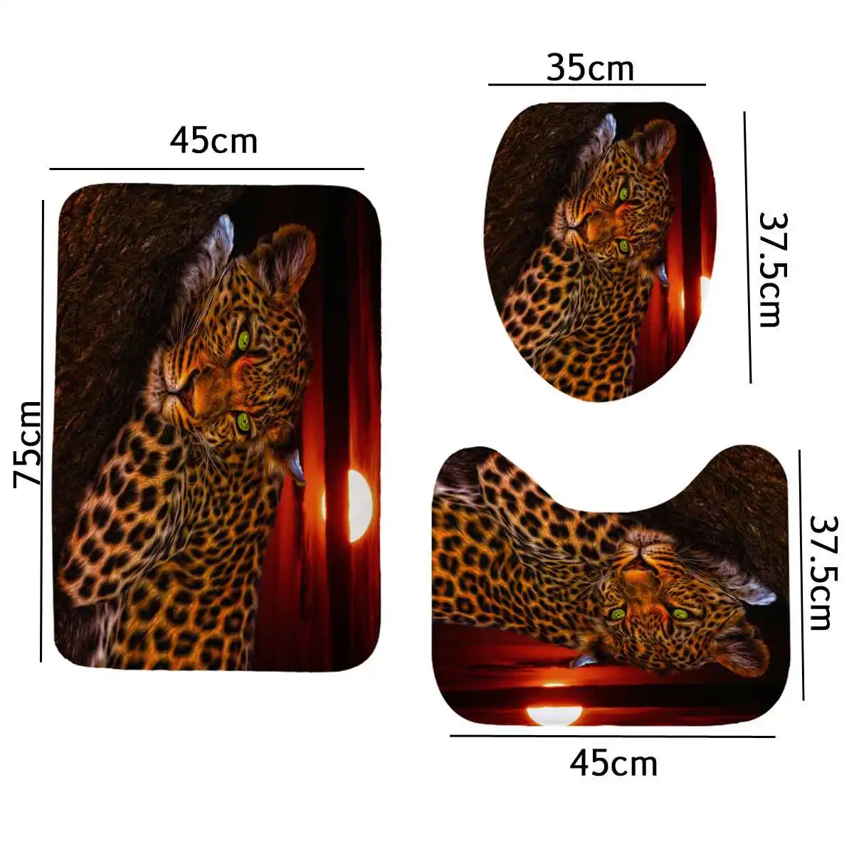 180x180cm 1Pc/3Pcs Moon Leopard Flower Leopard Cheetah w/12 Hooks Toilet Mat Lid Rug Curtain Sets Bathroom Shower Curtain