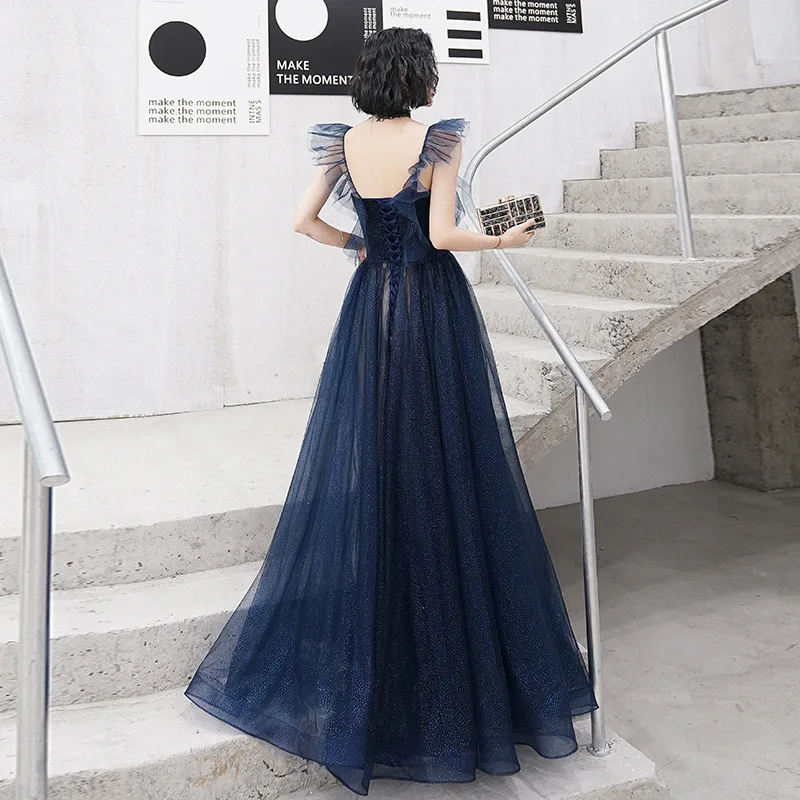 Sexy Backless Evening Dresses Long Summer Luxury Sequin Tulle Ball Gown Formal Dresses For Women Size