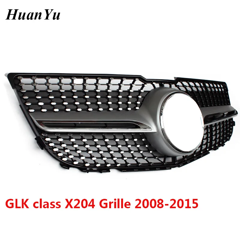 GLK X204 Diamond Grille for Mercedes-benz GLK Class Front Bumper Silver/ Gloss Black Grille GLK250 GLK300 GLK350 2008-2015