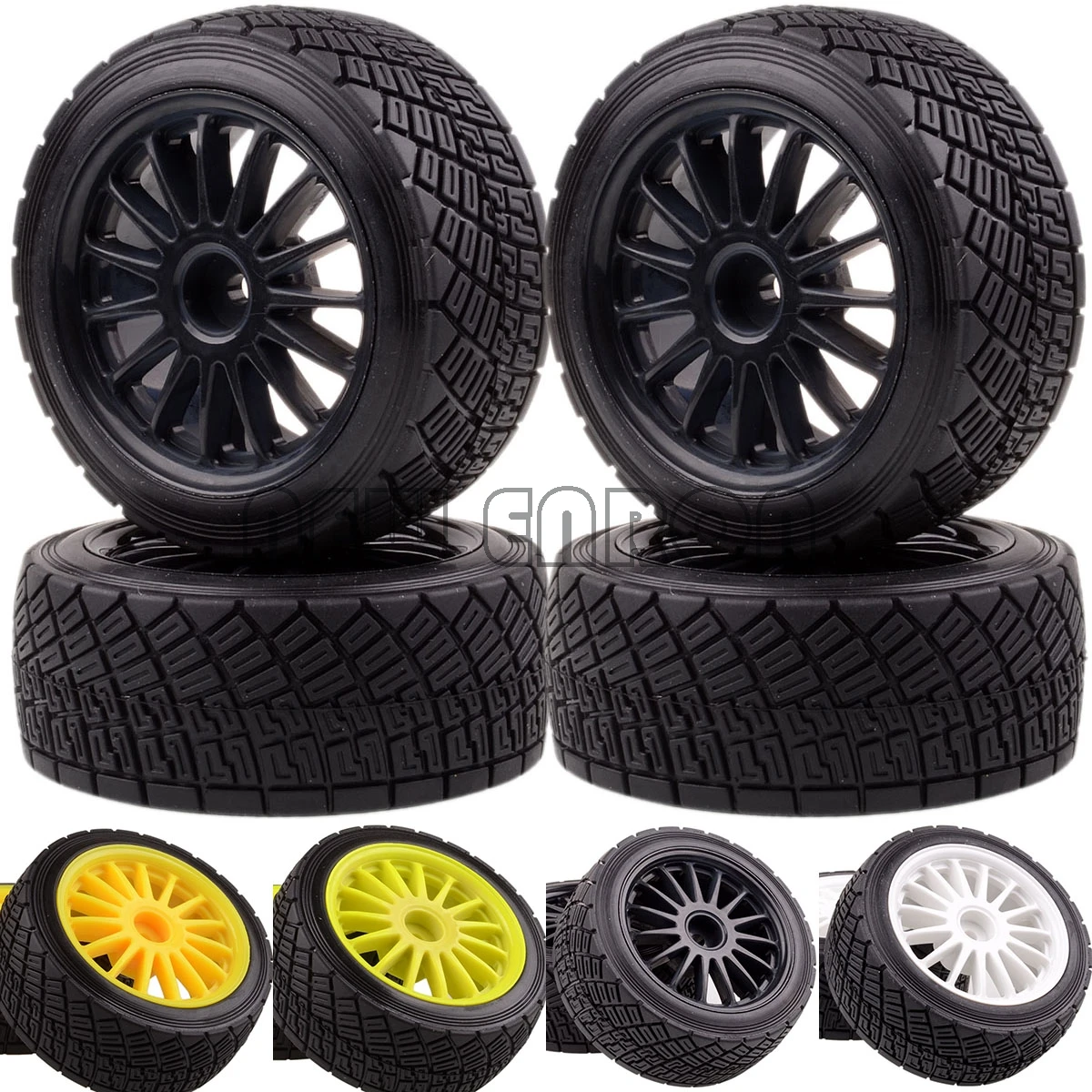 NEW ENRON 4P 2.2 inch Wheel Rims Hub & 80MM rubber Tires Tyre Set RC CAR PART 1/10 Fit 1:10 HPI WR8 Flux Rally 3.0 110697 94177