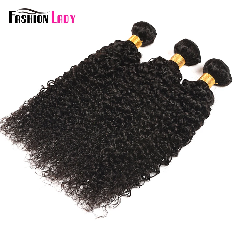 Fashion Lady-extensiones de pelo ondulado brasileño, accesorio capilar rizado Pre coloreado con cierre, no remy, 1b #