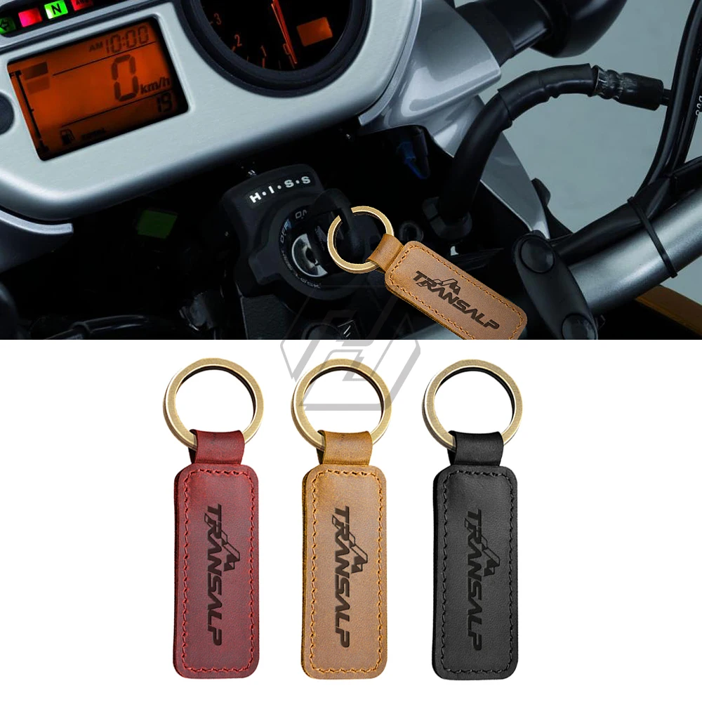 

For Honda XL700VA XL600V 400V Transalp Motorcycle Cowhide Keychain Key Ring