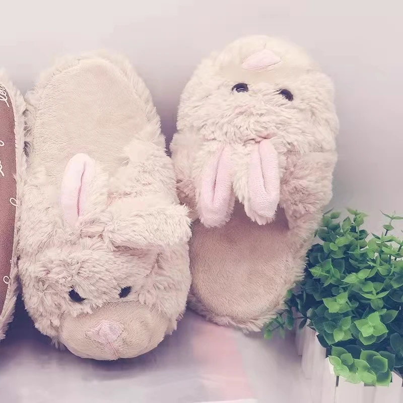 Rabbit Indoor Slippers Special Offer Custom Warm Winter Lovers Home Slippers Thick Bottom Shoes Floor Lovers Shoes Children