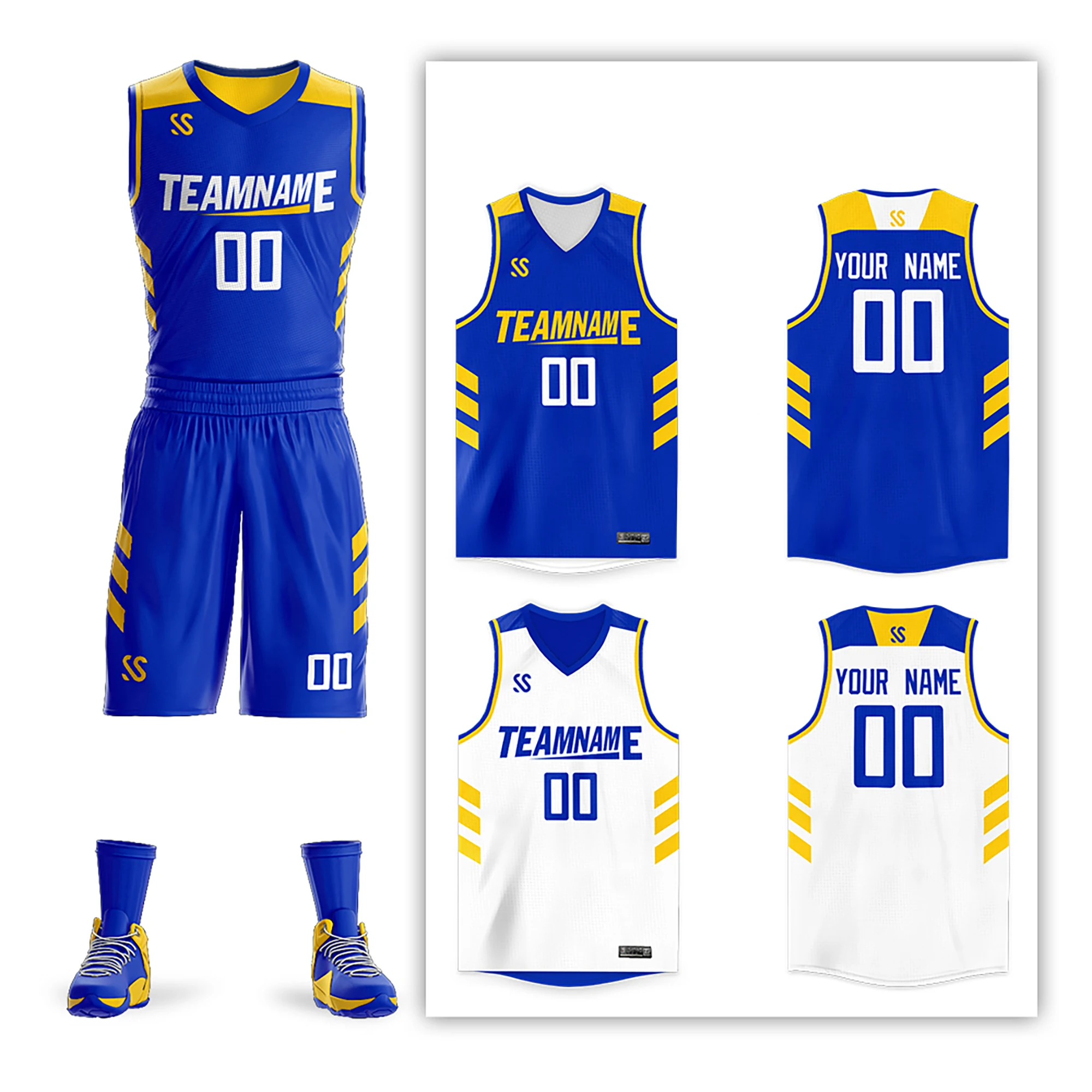 Custom Basketball Fans Sports Set Sleeve Jerseys for Men Double Sided Printed Your Team Name and Number