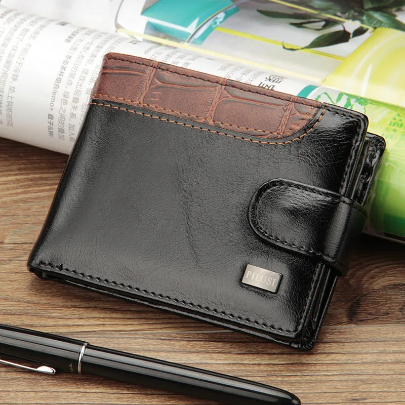 New Brand Trifold Wallet Men Clutch Money Bag Patchwork Leather Men Wallets Short Male Purse with Coin Pocket Card Holder