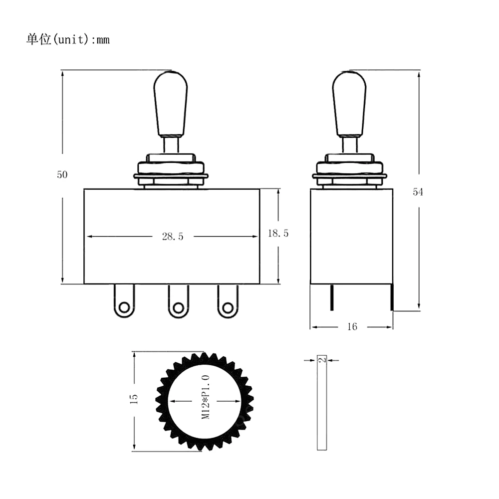 Guitar Switch 3 Way Silver Guitar Pickup Selector Toggle Switch for SG LP EPI Style Electric Guitar