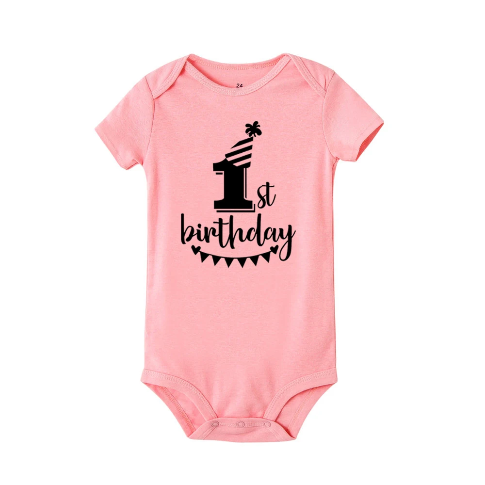 My 1st Birthday Newborn Baby Summer Romper Infant Body Toddler Short Sleeve Jumpsuit Baby Birthday Party Outfit Boy Girl Clothes