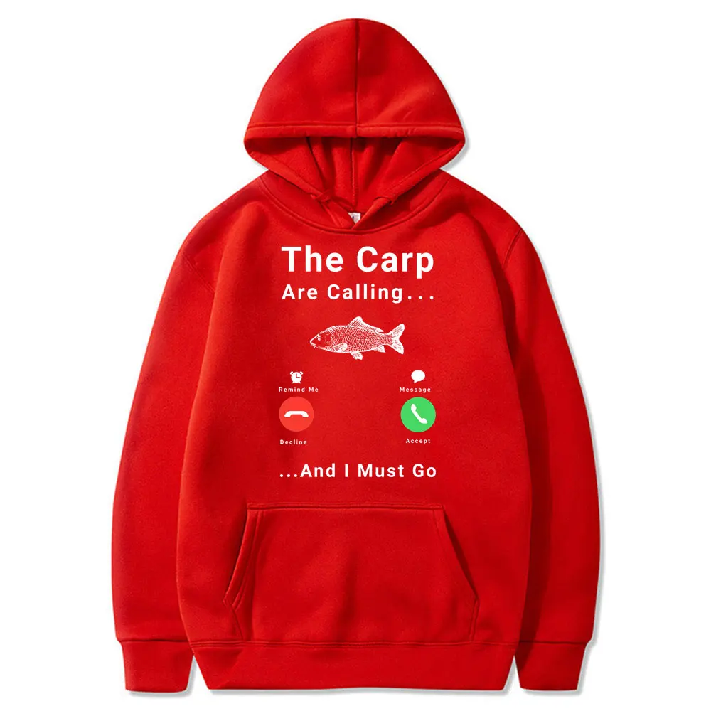 2021 New The Carp Is Calling Print Hoodie I Must Go Fishing Men Women Hip Hop Street Clothing Hoodies Sweatshirt Male Hoody