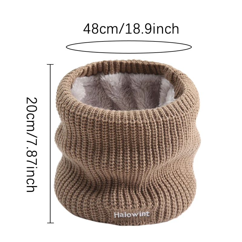 Winter Velvet Thicken Elastic Pullover Fake Collar Snood Warm Scarve Female Letter Embroidery Wool Knit Neck Guard Scarf O98