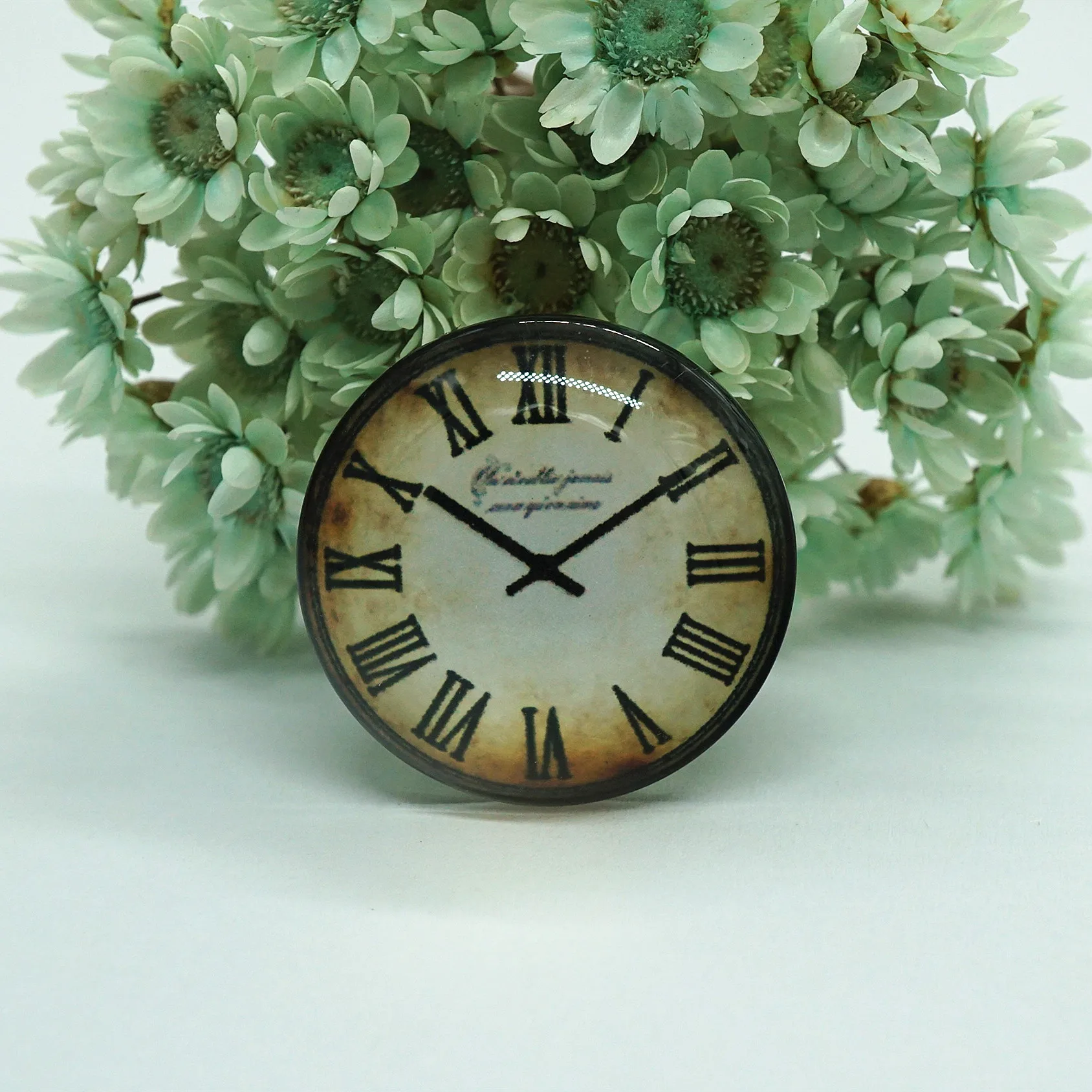 10PCS/lot Round 8-25mm Cute clock Glass Cabochon for make ring dangle earring Jewelry for key chain hoop earrings craft supply