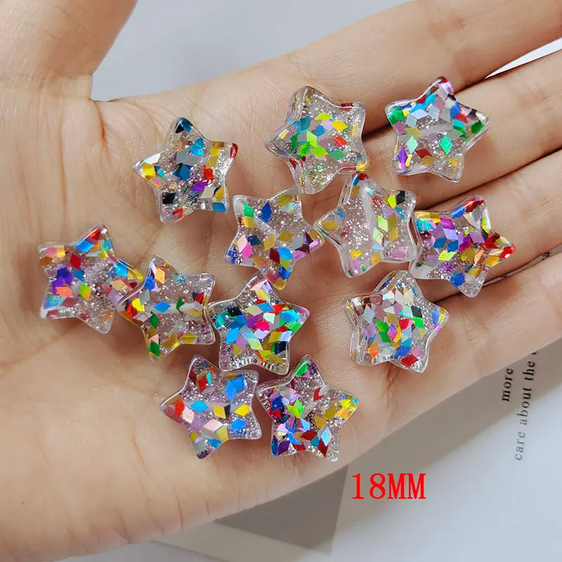 

30pcs DIY flat back resin glitter star shaped beads resin cabochons pendants for kids earring hair clip accessories