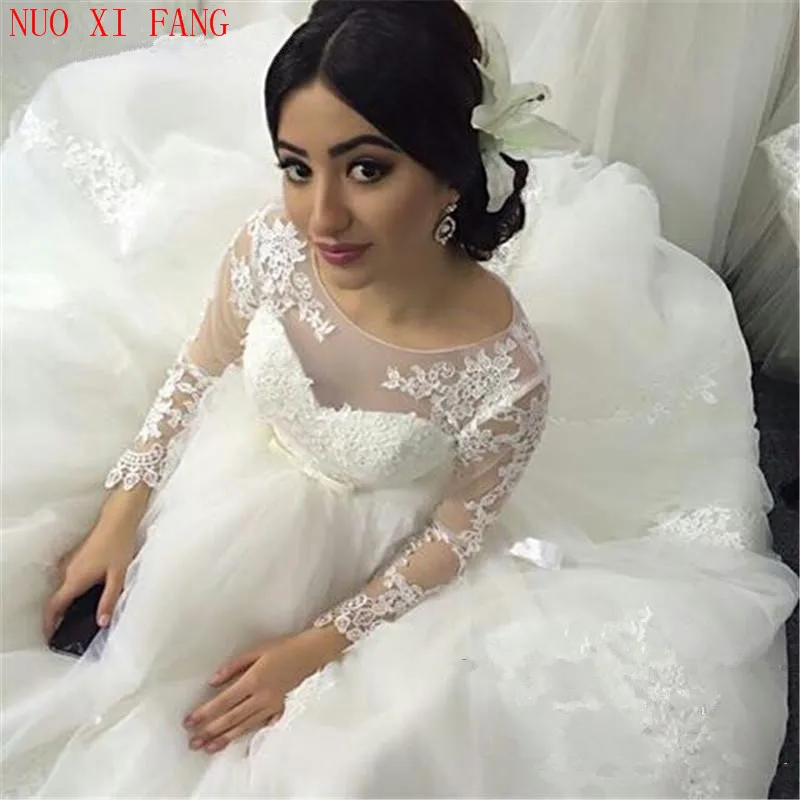 NUOXIFANG Vintage Lace Applique Ball Gown Wedding Dresses 2023 Plus Size Puffy Tulle Princess robe de mariee Vestido De Novia