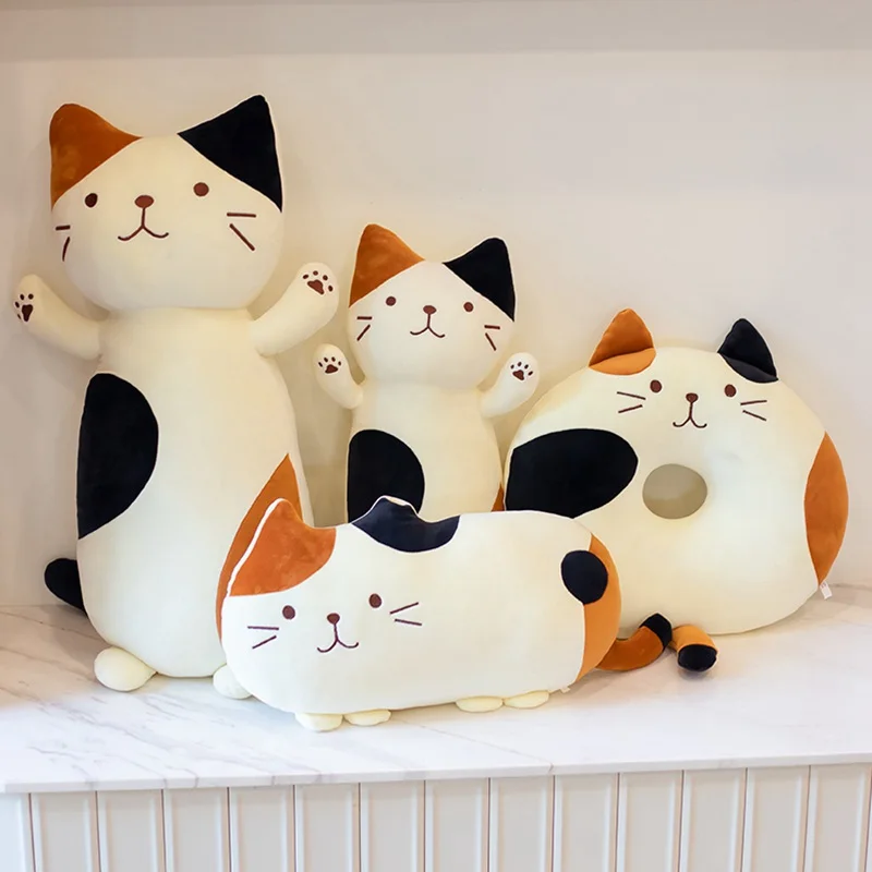 

Japanese-style Cute Animals Cartoon Cat Round Shape Chair Seat Cushion Waist Sofa Decoration Gift Plush Soft Long Pillow Toys