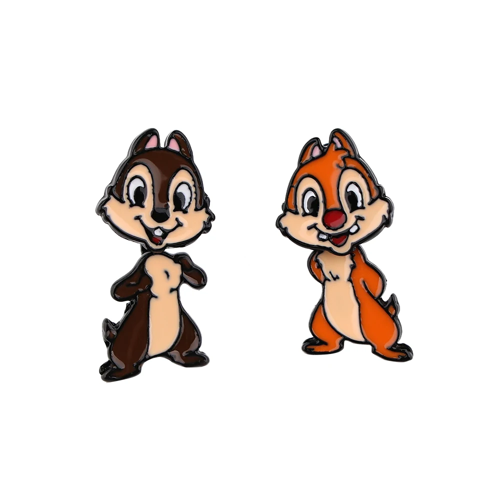 YQ388 Chip and Dale Cartoon Earrings Squirrel Studs Earrings Women Girls Ear Studs Pierced Earrings Cute Jewelry Unique Gifts