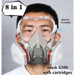 Gas Mask Respirator 6200 for Paint Rubber Fabric with Cartridge Spray Protective Glasses Chemical Industry Decoration Protection