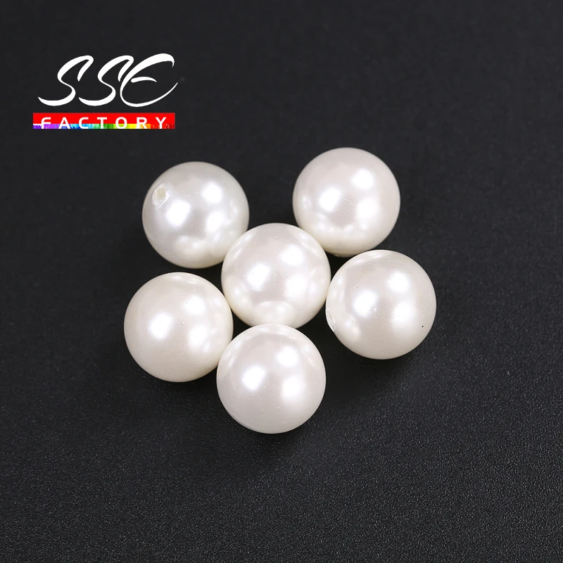 5PCS Half Drilled Natural White Shell Pearl Powder Round Loose Beads 6 8 10 12mm for Jewelry Making DIY Earring Studs Accessorie