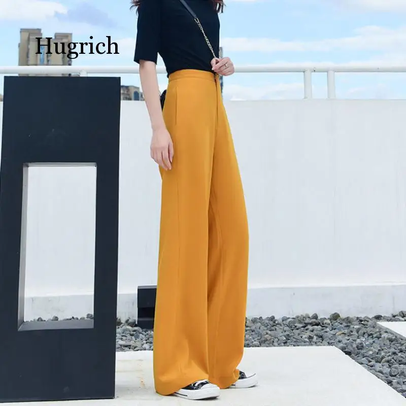 Spring and Summer New Retro Style Casual Office Pants Loose High Waist Wide Leg Trousers for Women