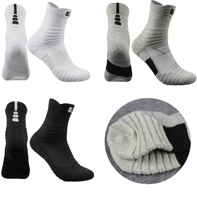 Basketball Socks Men Women Thick Cotton Sport Sock Mid-Tube Breathable Deodorant Running Cycling Soccer Football Sock EU45 46 47