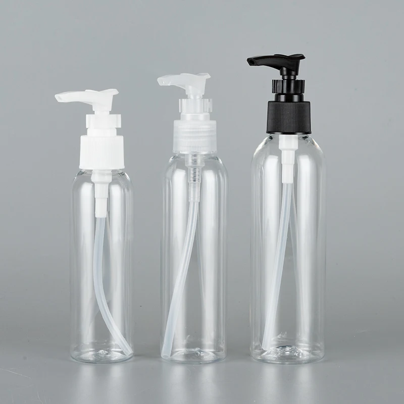 

Clear 120ML 150ML 200ML X 30 Liquid Soap Dispenser Plastic Bottle With Bayonet Pump Cosmetic PET Bottle Cosmetic Container