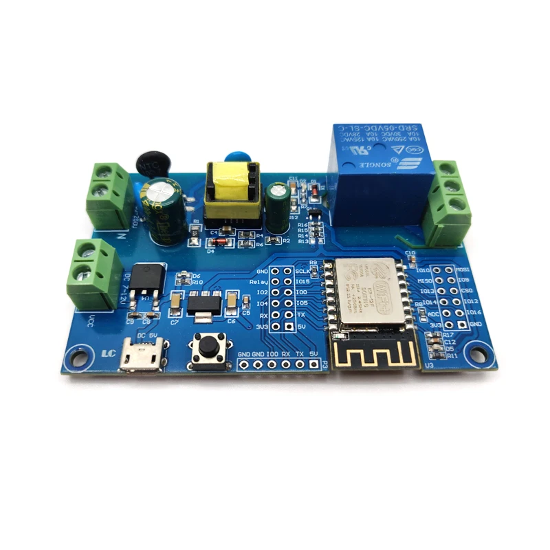 Placa WiFi Desenvolvimento Relé Único, AC DC Power ESP8266, ESP-12F