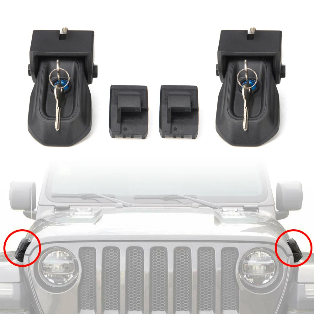 Car Hood Latches and Anti-Theft Hood Catch Lock Kits With Key For Jeep wrangler JL 2018 2019 2020