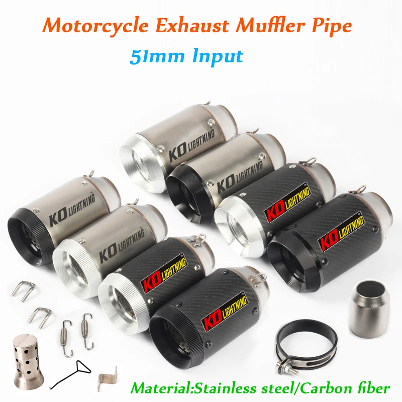 

160mm Short Stainless Exhaust Muffler Pipe DB Killer Refit Motorcycle Tail Vent Pipe Silencer Baffler System For 38-51mm Input