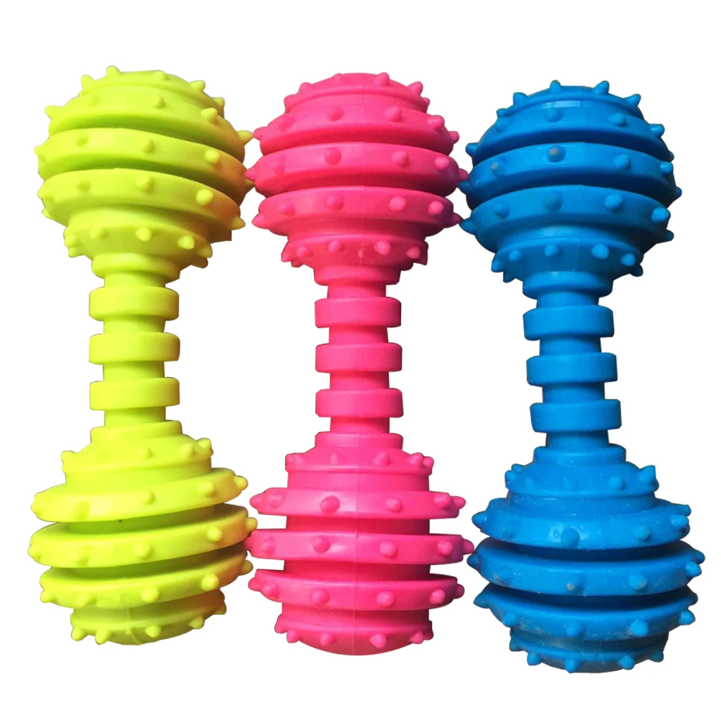 1pcs Random Color Dog Toys Rubber Barbell Dog Toy Bite-proof Creative Pet Dog Chewing Toy Puppy Teething Toys for Dogs