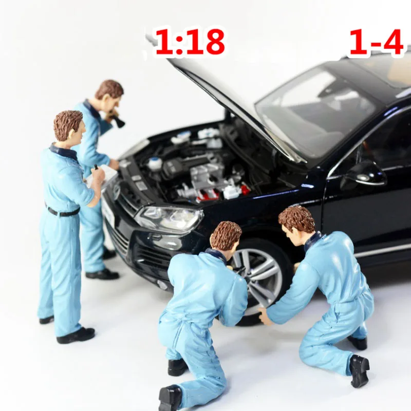 1/18 Resin Garage Scene Repairman for Car Doll Set Auto Repair Decoration Parking Lot Repairing Room Diy Sand Table Toys Boys