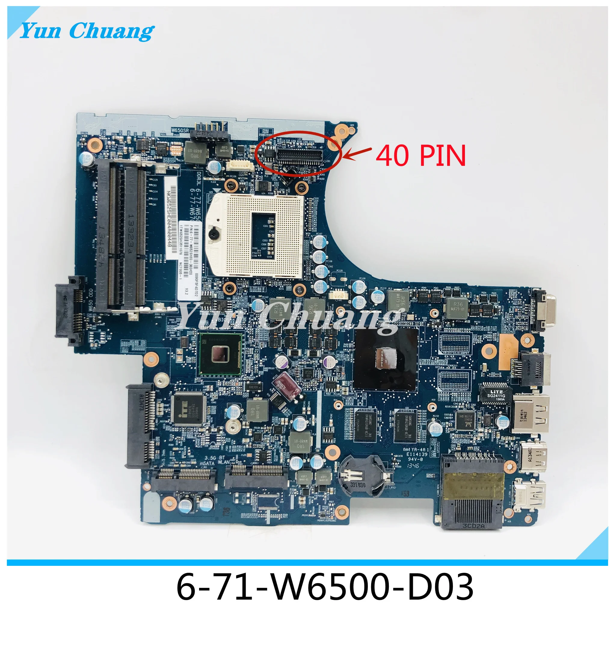 

6-77-W652SHE0-D03 For Clevo W650S W650SR Laptop Motherboard 6-71-W6500-D03 6-71-W65J0-D02 Mainboard With GPU 100%Tested Working