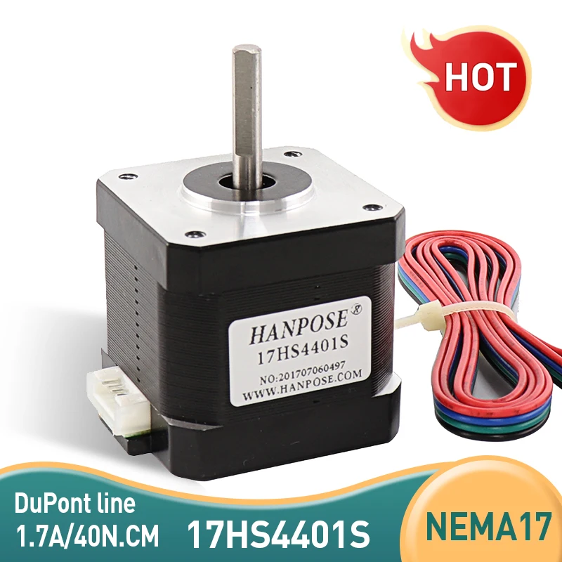 

1.8 Degree Nema17 Stepper Motor 2 Phase 4 Leads 17HS4401S 42BYGH40 1.7A With Dupont Wire For 3D Printer CNC Laser