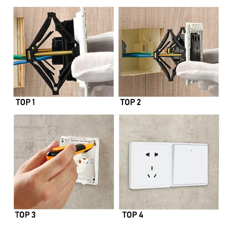 1 Set (6pcs) Wall Socket Bottom Box Repair Device 86mm Type Wall Switch Bottom Box Fixed Support Rod Electrical Accessories