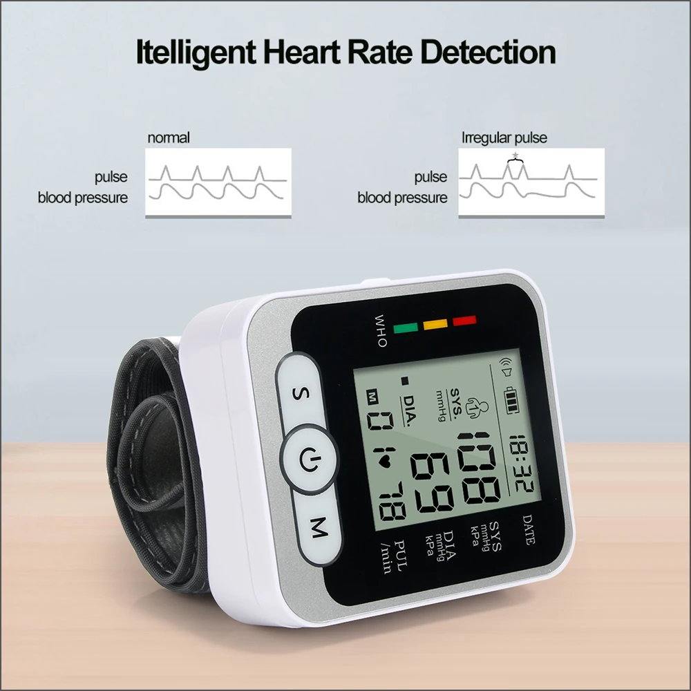 RZ Wrist Blood Pressure Monitor Case Digital Blood Pressure Meter With Voice Portable Automatic Tonometer Sphygmomanometer