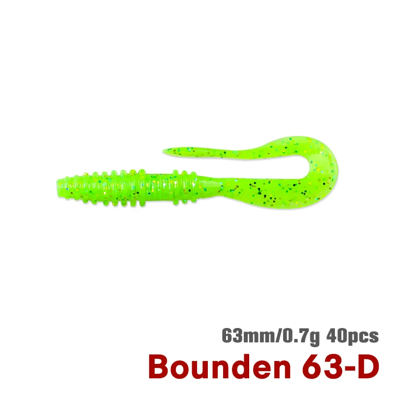 TSURINOYA 63mm 0,7g 40 stücke Licht Spiel Weichen Köder Angeln Köder BOUNDEN Künstliche Silikon Wurm Ajing Bass Pike swimbaits