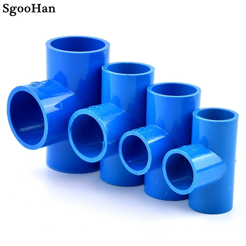 2~20pcs 20~63mm Blue PVC Pipe Equal Tee Connector Home Garden Irrigation Aquarium Fish Tank Tube Watering Adapter Fittings Joint