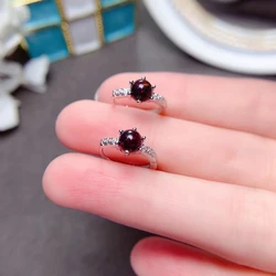 2022 Classic Natural Black Opal Stud Earrings 5x5mm Size Gemstone With Certificate Real 925 Silver Earrings Simple Girl Gift