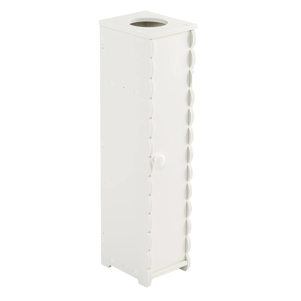 

Bathroom Narrow Cabinet Paper Towel Storage Pvc 67.5cm High Waterproof Easy to Clean Easy assembly(16.5x19.5x67.5)cm White[US-W]